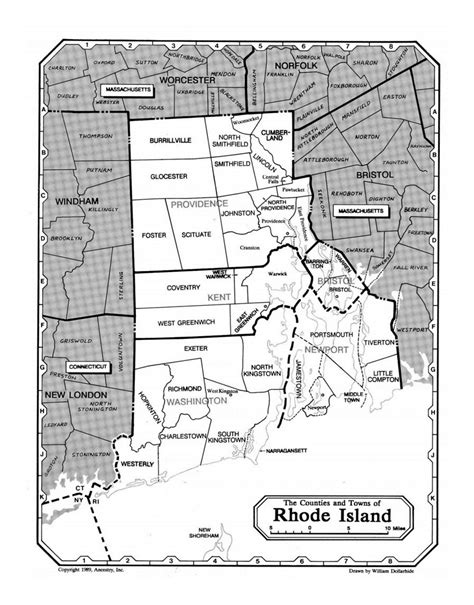 Administrative Map Of Rhode Island State Rhode Island State Usa