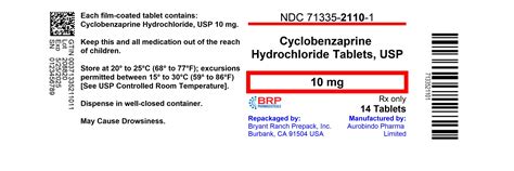 Cyclobenzaprine Hydrochloride Bryant Ranch Prepack Fda Package Insert
