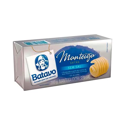 Manteiga Extra Batavo Tablete Sem Sal 200g Supermercados Pague Menos