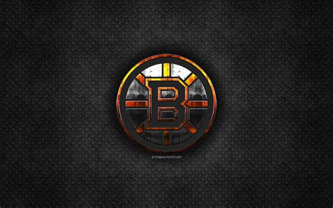 Boston Bruins American Hockey Club Black Metal Texture Metal Logo