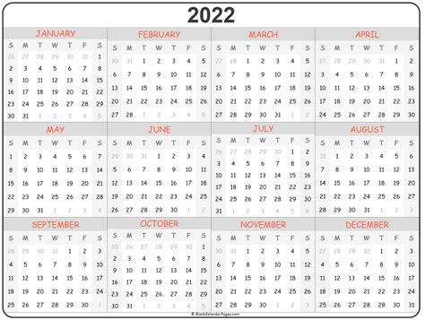 Printable Calendar 2022 Calendar For 2022 Royalty Free Vector Image