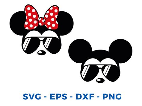 Mickey Minnie Sunglasses Svg Mickey Minnie Head Face Svg Png Etsy In