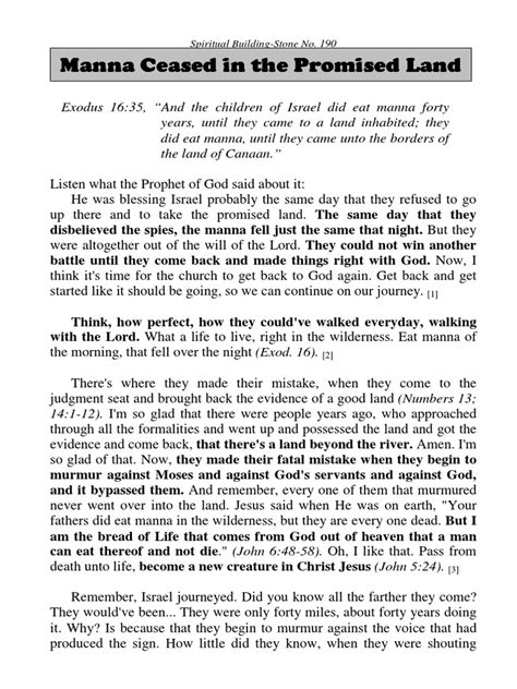 190 Manna Ceased In The Promised Land Pdf The Exodus Moses