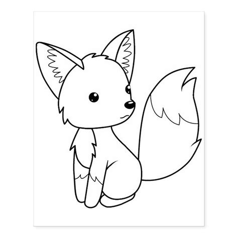 Cute Little Fox Coloring Page Rubber Stamp Zazzle Fox Coloring Page