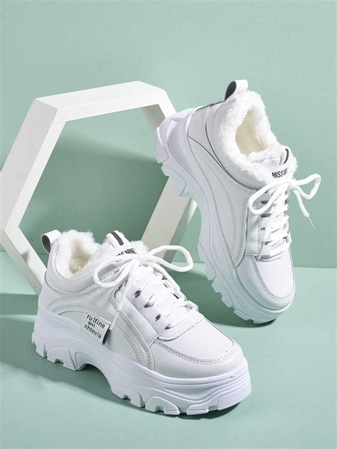 Stitch Detail Lace Up Front Chunky Sneakers Romwe Usa Zapatos Tenis
