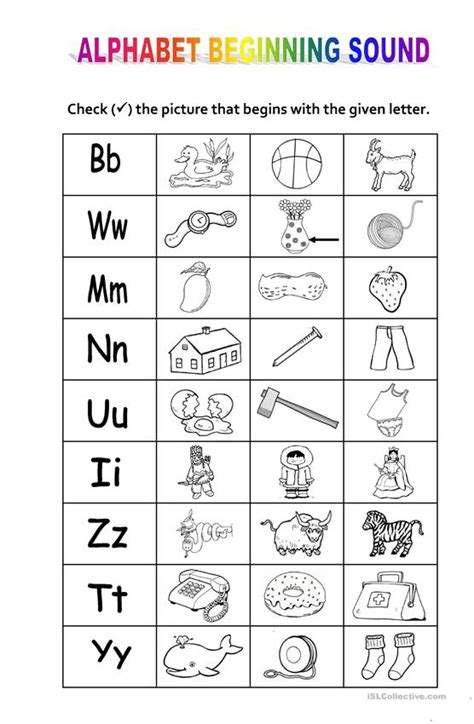 Alphabet Beginning Sound Worksheet Free Esl Printable Worksheets Made