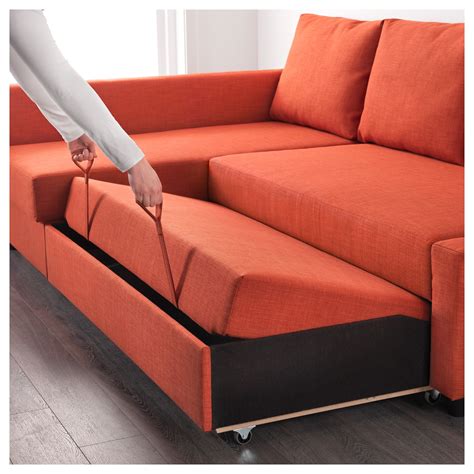 Friheten Corner Sofa Bed With Storage Skiftebo Dark Orange Ikea