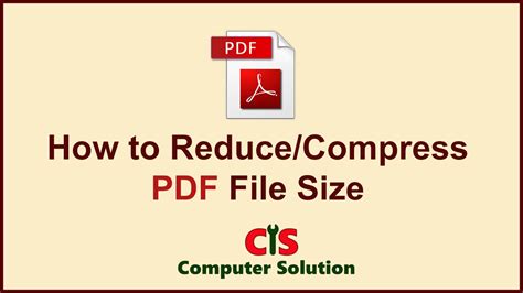 How To Reduce Compress Pdf File Size Youtube