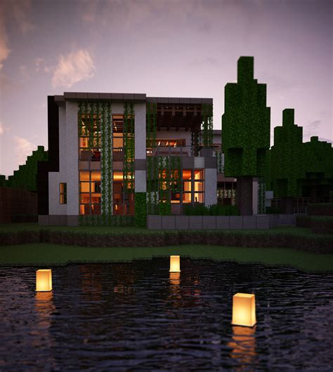 Modern Minecraft House With Vray Modern Minecraft Houses Minecraft