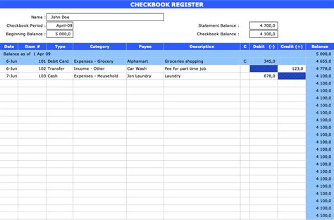 Royalty free ms excel templates for sales. Checkbook Register » ExcelTemplate.net