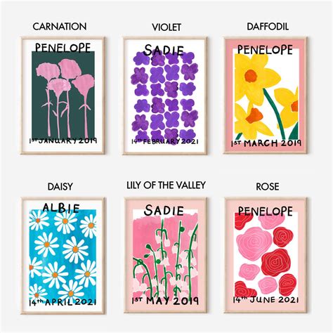 Personalised Birth Month Flower Abstract Art Print By Keren Parmley