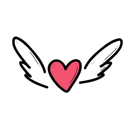 Premium Vector Heart With Wings Vector Hand Drawn Illustration