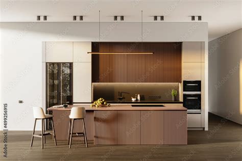 Modern Elegant Kitchen Interior With Color Kitchen Cabinets White