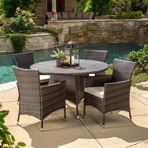 Buy Clementine Outdoor 5pc Multibrown Wicker Round Dining Set By
