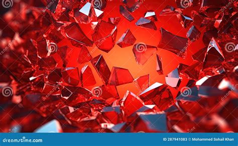 Red Colored Shuttered Broken Glass Background Generative Ai Stock Image
