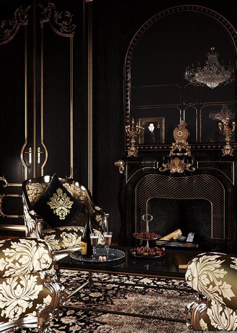 Black And Gold Luxury Room Design Gold Interior Design Dark Interiors