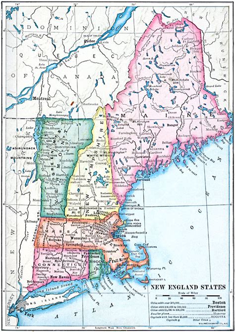 Map New England States Usa World Map