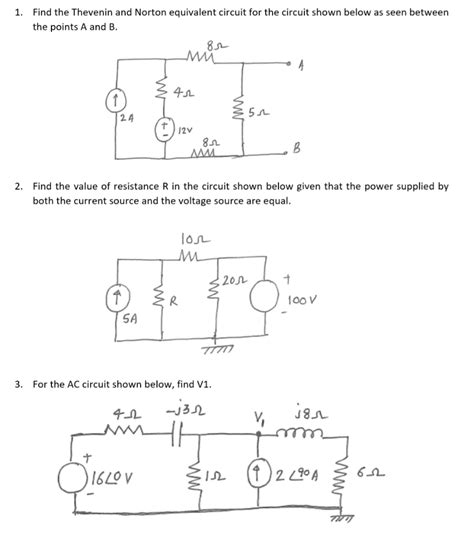 Solved 1 Find The Thevenin And Norton Equivalent Circuit