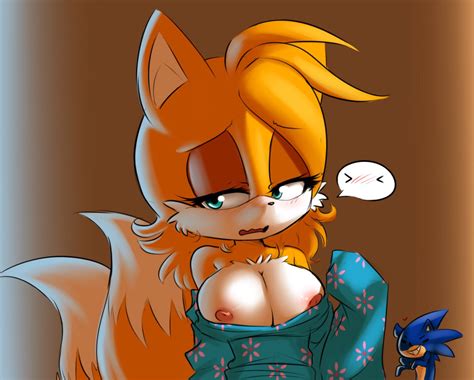 Rule 34 Blue Fur Blush Breasts Canine Female Fox Front View Fur Furry