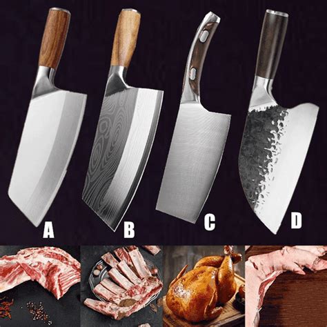 4 Types Kitchen Knifestainless Steel Chopping Chef Cleaver Slicing