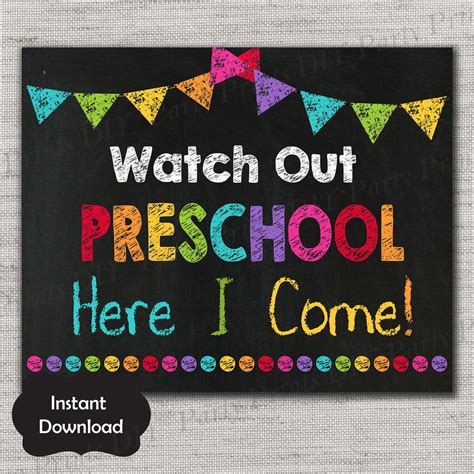 First Day Of Preschool Signfirst Day Of Preschoo Chalkboard Printable