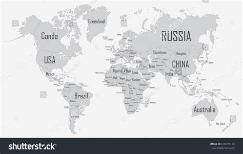 Detailed Flat World Map Separated Borders Stock Vector Royalty Free