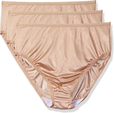 Shadowline Womens17842xshadowline Womens Plus Size Panties Hi Cut Nylon Brief 3 Pack Shorts