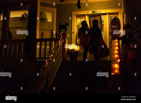 Halloween Kids Trick Or Treating In Vancouver Bc Canada Stock Photo Alamy
