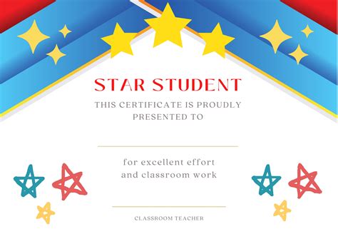 Star Student Certificate Etsy