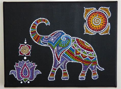 Elephant Dot Painting By Melindaart Pintura De Puntos Puntillismo