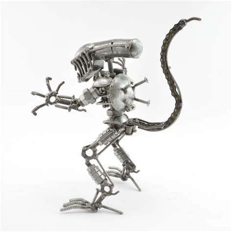 Alien Xenomorph Metal Sculpture Alien Scrap Metal Sculpture Art Model