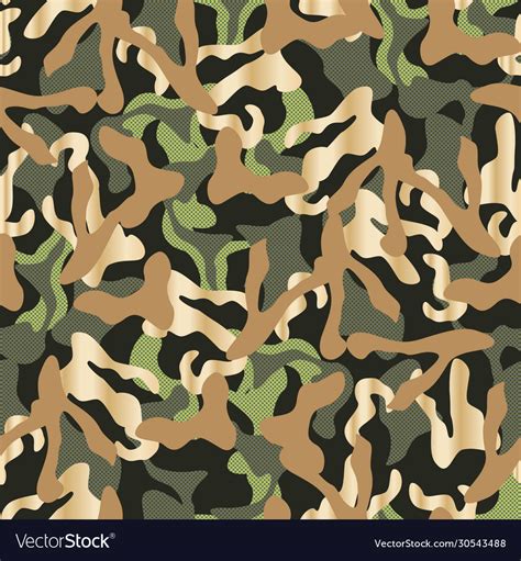 Seamless Camouflage Pattern Khaki Texture Camo Vector Image