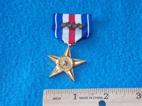 Vintage Us Military Silver Star Medal With Oakleaf Pin Etsy