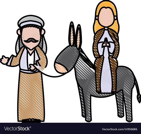 Mary And Joseph Travelling Donkey To Bethlehem Vector Image