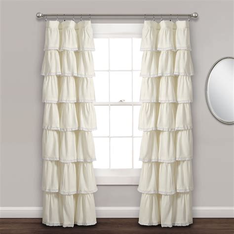 52x84 Ruffle Window Curtain Panel Ivory Lush Décor Ruffle
