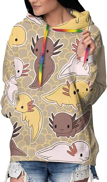 Kslen Womens Axolotls Pattern Fleece Lined Fashion Hoodie With Pocket