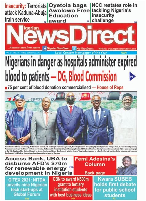 Nigerian Newspapers Daily Front Pages Review Friday October