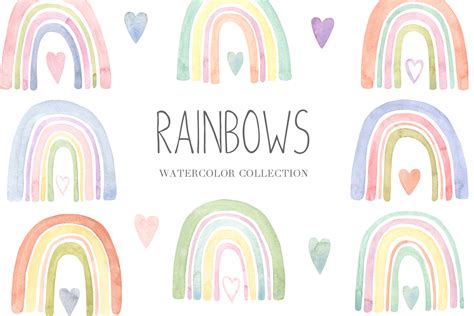 Watercolor Boho Rainbow Collection Graphic By Kristinazukova430