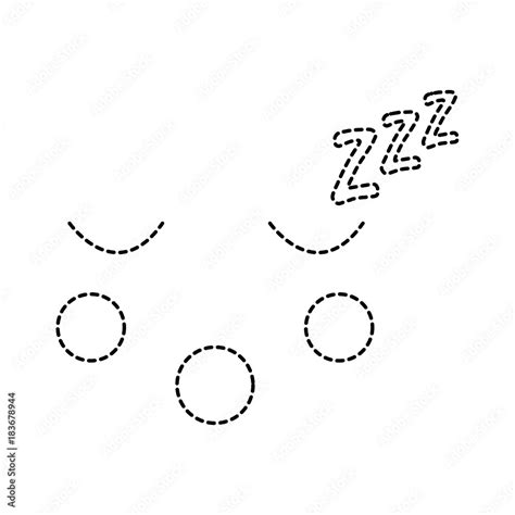 Sleeping Face Emoji Icon Image Vector Illustration Design Black Dotted