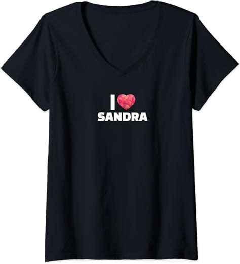 womens i love sandra v neck t shirt clothing