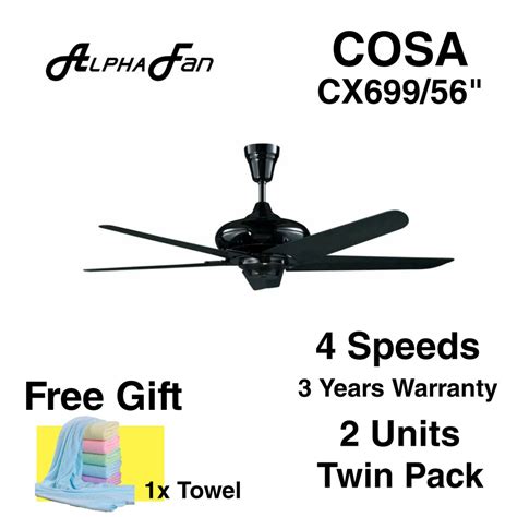 2 Units Alpha Cosa Cx699 Remote Ceiling Fan Black 4 Speeds Shopee