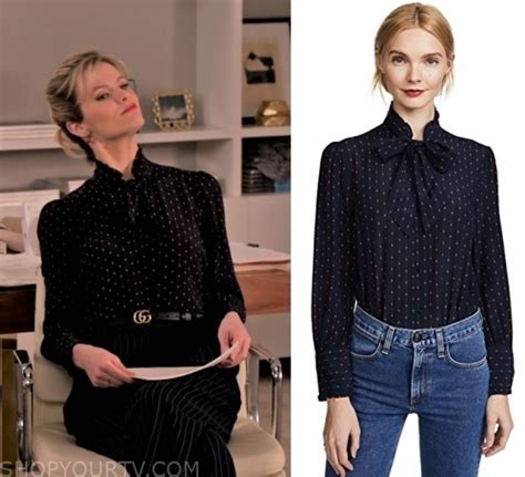 grace and frankie season 6 episode 8 mallory s striped neck tie blouse shop your tv