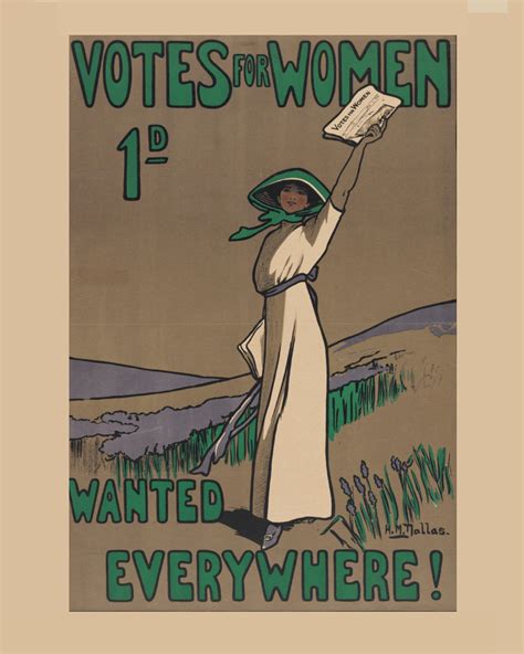 Vintage Suffrage Poster Votes For Women 1d Wanted Everywhere Mounted