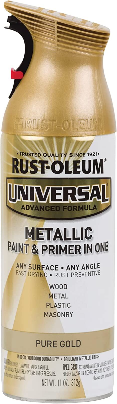 Rust Oleum 245221 Universal All Surface Metallic Spray Paint 11 Oz Pure Gold Gold Spray