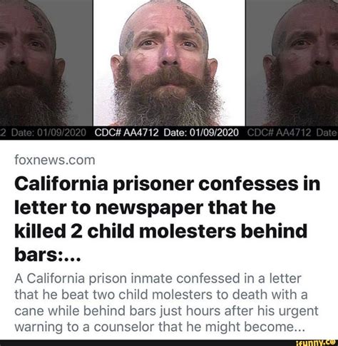 California Prisoner Confesses In Letter To Newspaper That