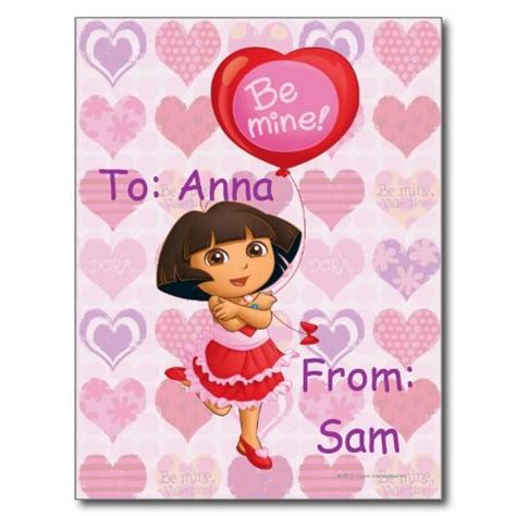 Be Mine Postcard Thank You Cards From Kids Dora Valentines Cards