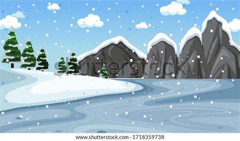Background Scene Snow Field Illustration Stock Vector Royalty Free