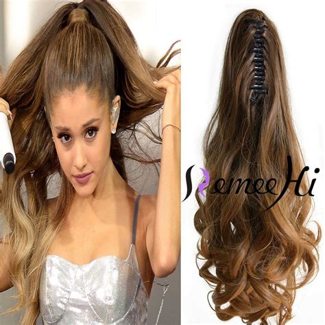 100 Real Human Hair Body Wave Claw Clip High Ponytail Extensions Hair