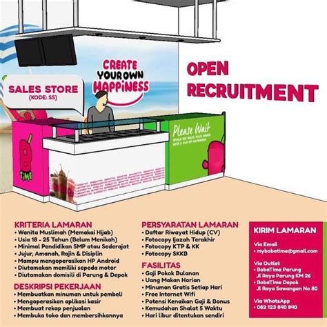 Lowongan serupa di jawa barat. Lowongan Kerja Sales Store Bobatime - 𝙈𝙊𝙃𝘼𝙈𝙈𝘼𝘿 𝙅𝘼𝙀𝙉𝙐𝘿𝙄𝙉 di Bogor Kabupaten, 25 Aug 2018 - Loker ...