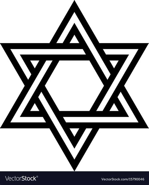 Jewish Star Of David Six Pointed Star In Black Vector Image